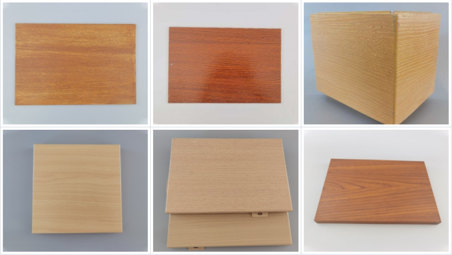 Wood grain transfer printing aluminum veneer