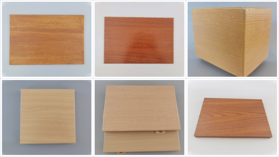 Wood grain transfer printing aluminum veneer