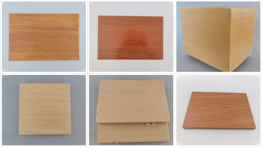 Wood grain transfer printing aluminum veneer